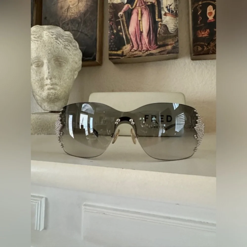 Fred Lunettes Pearls Platinum Luxury Sunglasses Gray Gradient‎ Lenses